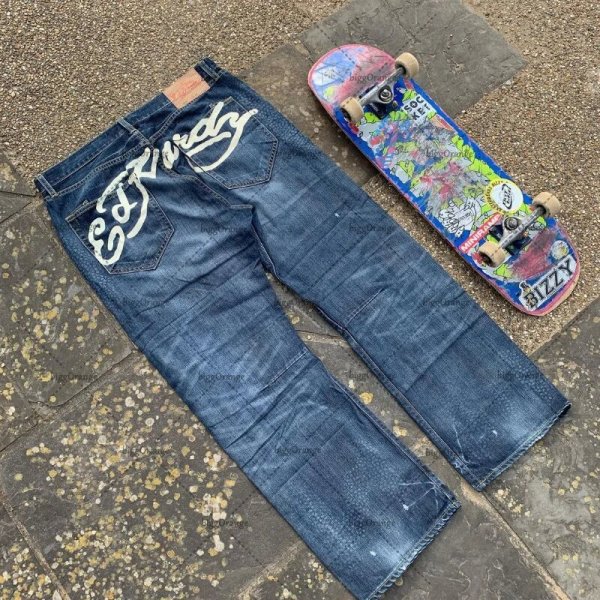Printed hip-hop straight leg loose wide leg jeans