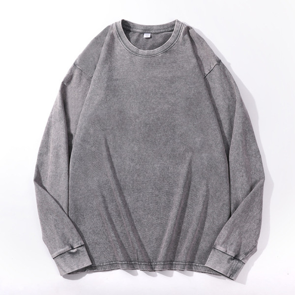 Cotton long sleeved T-shoulder loose fit round neck top