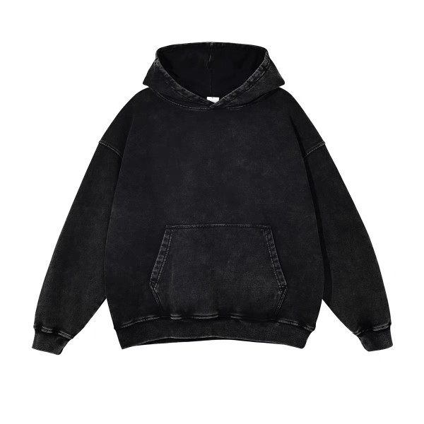 Retro wax washed hooded sweatshirt