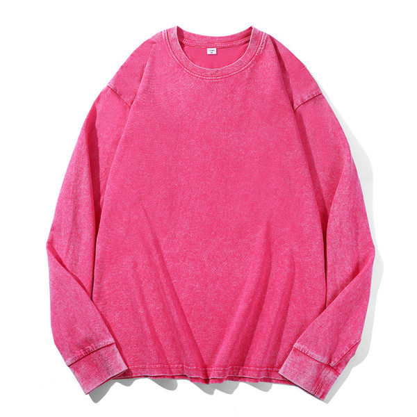 Cotton long sleeved T-shoulder loose fit round neck top