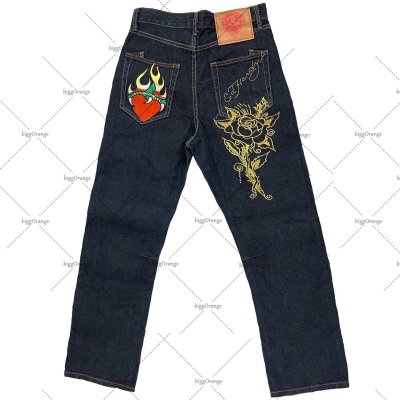 Printed hip-hop straight leg loose wide leg jeans