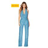 Sleeveless backless sequined jumpsuit