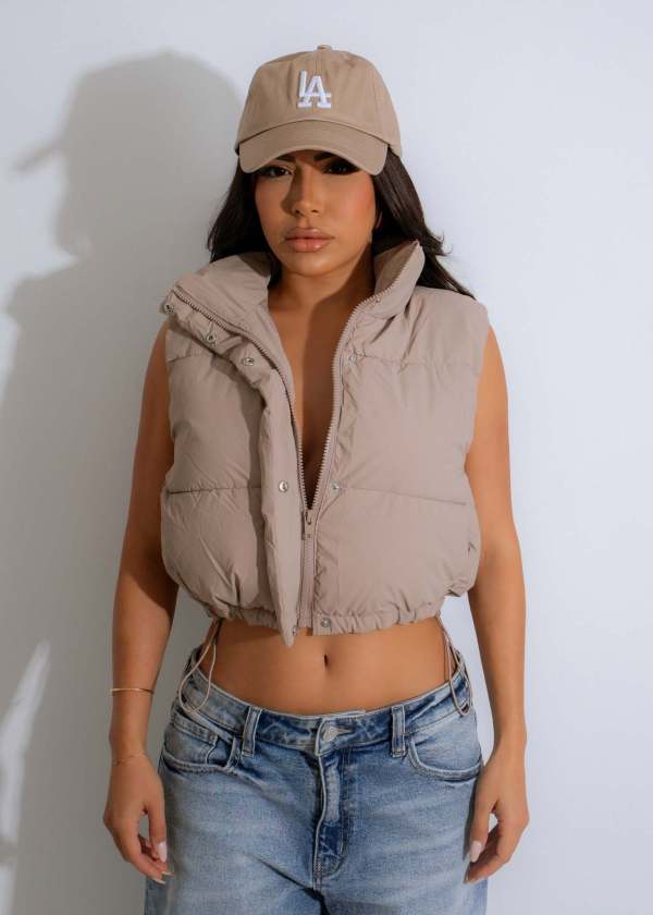Stand up collar sleeveless zipper cotton jacket vest top