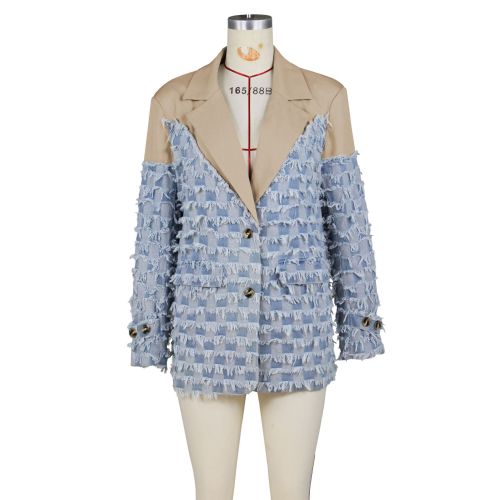 Checkered jacquard contrasting splicing suit jacket