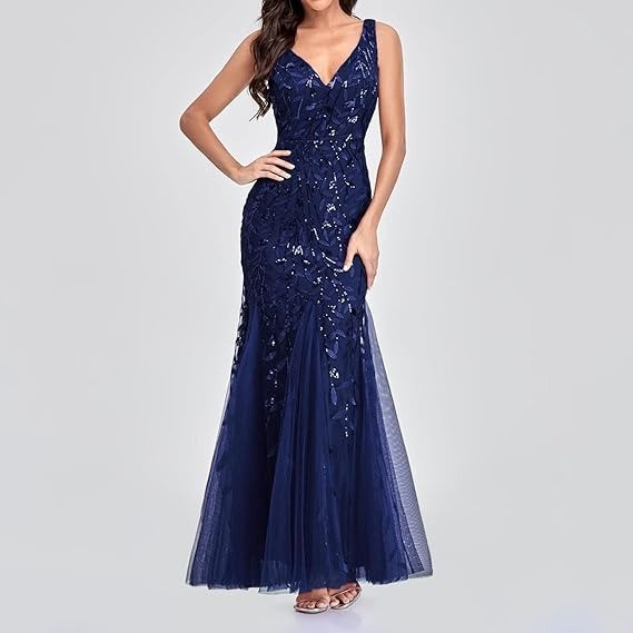 Sequined V-neck dress