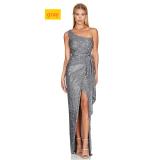 Single shoulder lace up pleated dress