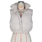 Stand up collar sleeveless zipper cotton jacket vest top