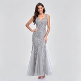 Sequined V-neck dress