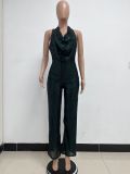 Sleeveless backless sequined jumpsuit