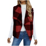 Thick double-sided velvet plaid sleeveless jacket