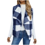 Thick double-sided velvet plaid sleeveless jacket
