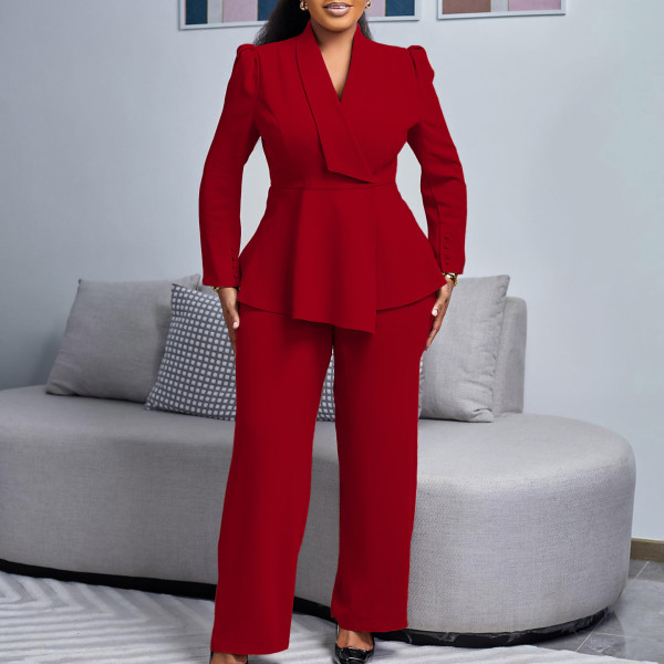 Ruffle top wide leg pants set