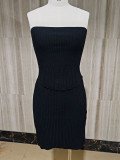 Butt hugging high elastic woolen strapless dress