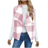 Thick double-sided velvet plaid sleeveless jacket