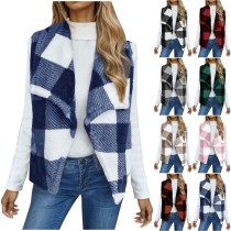 Thick double-sided velvet plaid sleeveless jacket