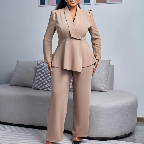 Ruffle top wide leg pants set