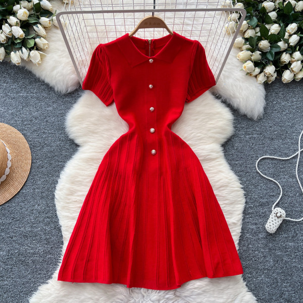 Collar short sleeved dress