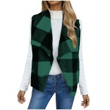 Thick double-sided velvet plaid sleeveless jacket