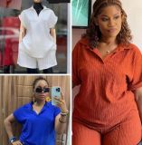 Large solid color short sleeved set