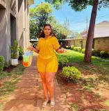 Large solid color short sleeved set