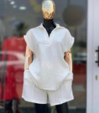 Large solid color short sleeved set