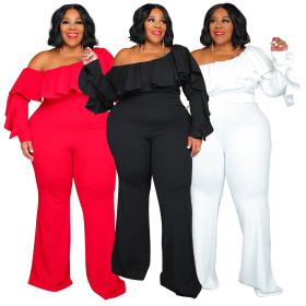 Loose shoulder strapless jumpsuit