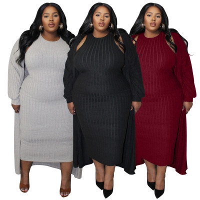 Two piece set of plus size long sleeved jacket