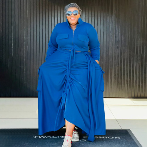 Splicing strap drawstring large two-piece set