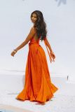 Bareback strap solid color dress