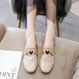 External mesh breathable flat bottomed soft soled toe slippers