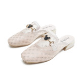External mesh breathable flat bottomed soft soled toe slippers