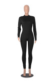Pit stripe zipper sports jumpsuit