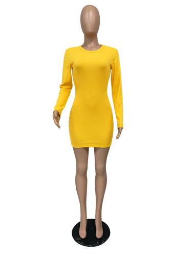 Solid color threaded dress