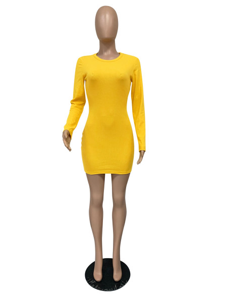 Solid color threaded dress