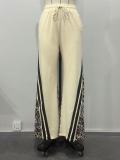 Multi layered hoodie with leopard print loose pants