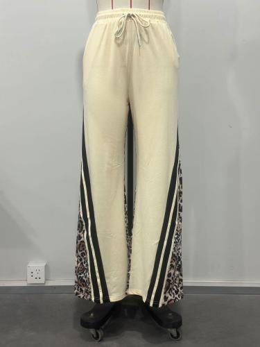 Multi layered hoodie with leopard print loose pants