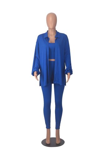 Three piece set of camisole jacket with small pit strips