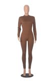 Pit stripe zipper sports jumpsuit
