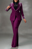 Pearl long sleeved elastic suit two-piece set