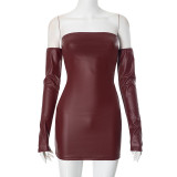 PU strapless waist bag hip sleeve set dress