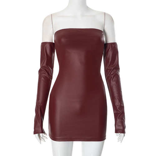 PU strapless waist bag hip sleeve set dress