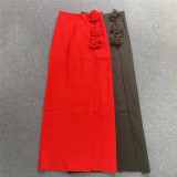 3D flower bandage half skirt split party half skirt