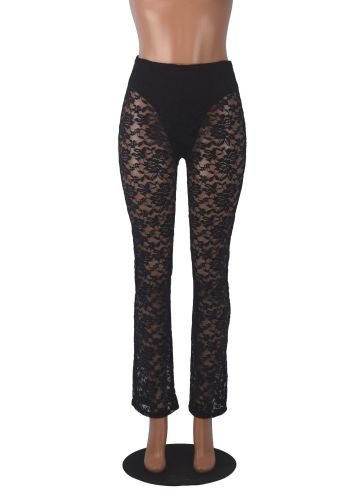 Super elastic lace casual pants
