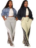 Multi layered hoodie with leopard print loose pants