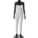 Strapless tight fitting backless jumpsuit