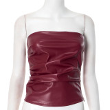Leather wrapped chest top