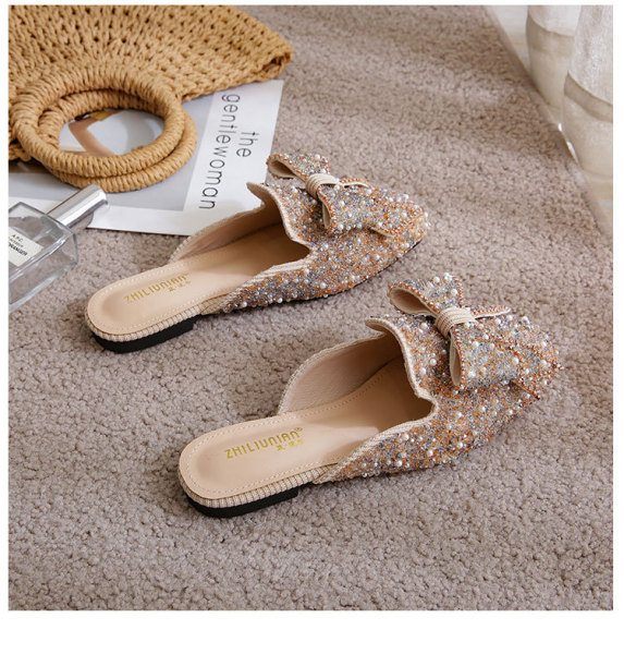 Baotou half toe shoes, flat bottomed sandals, soft soled women's shoes