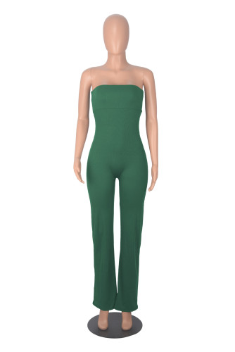 Shoulder baring elastic wrapped chest jumpsuit pants