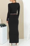 Comfortable short sleeved long skirt two-piece set
