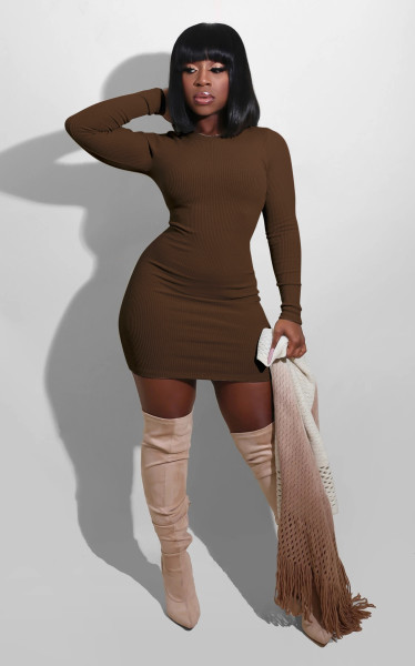 Solid color threaded dress